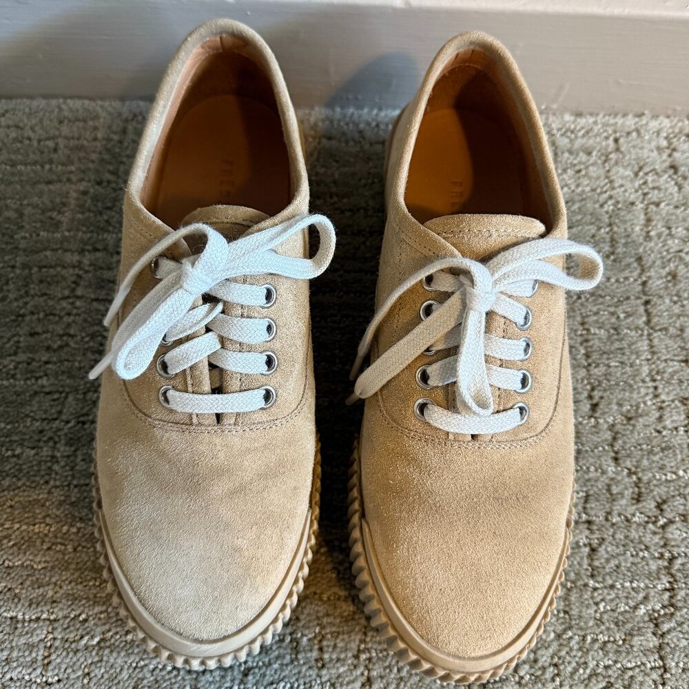 Freda Salvador Mia Platform Sneakers in Beige Suede (size 6.5)